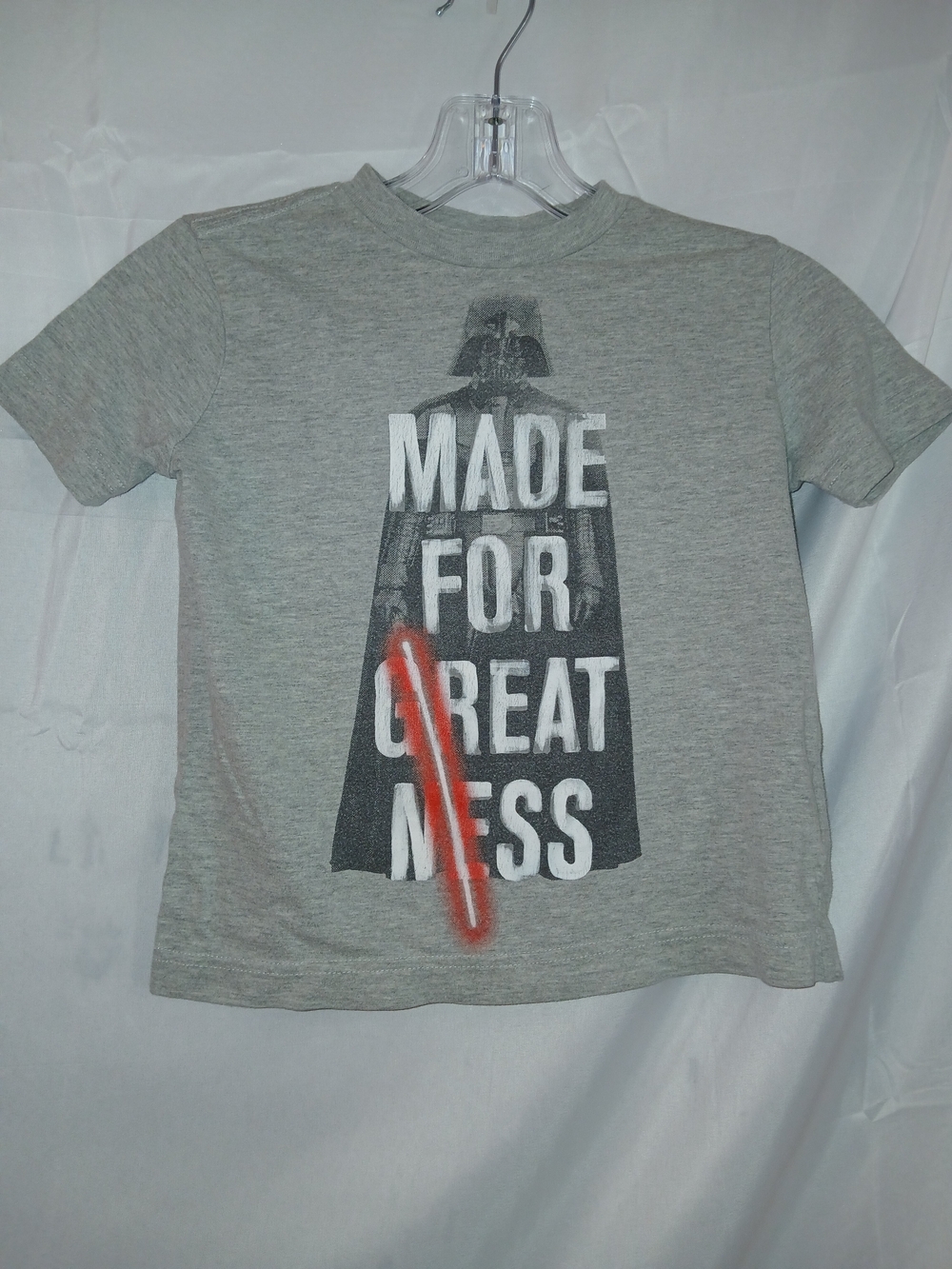 Old Navy Grey Graphic Tee with Black Print and Red Accent